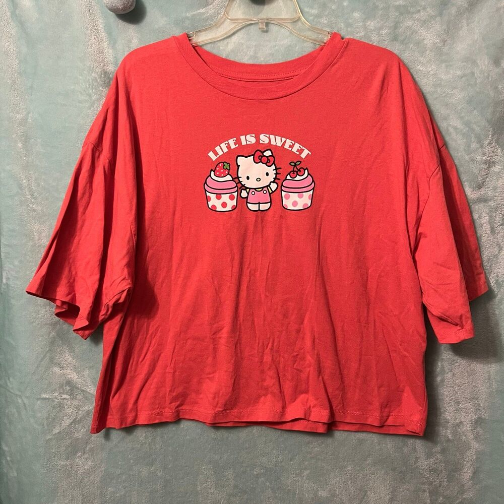 Sanrio Hello Kitty Life is Sweet Tee Red Oversized XL Short Sleeve
